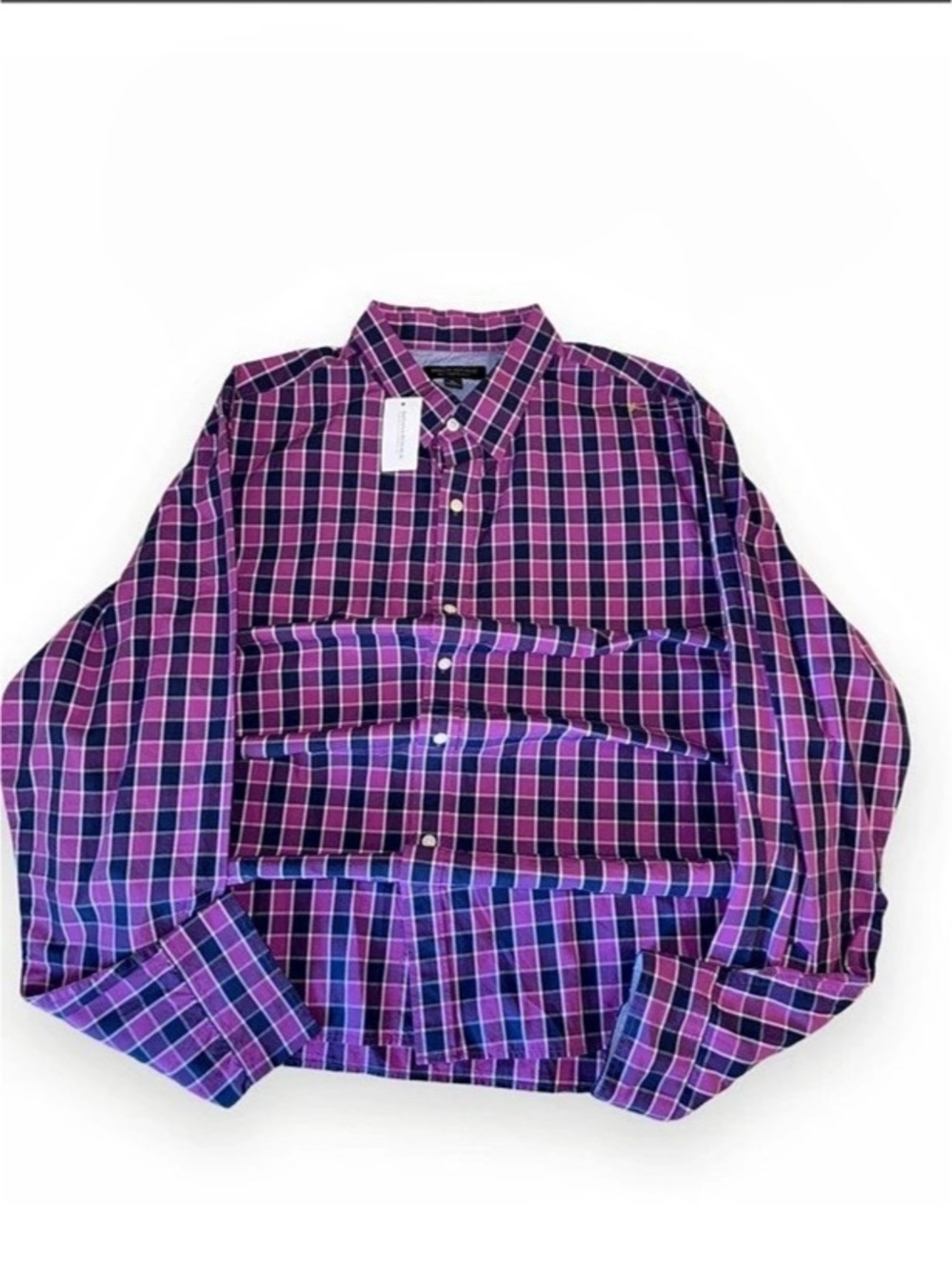 Men’s Banana Republic Plaid Button Down Shirt in Purple & Pink Size XL NWT
